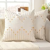 Boho Spring Throw Pillow Covers 24x24 Set of 2 Neutral Woven Decorative Pillowcases Cotton Tufted Couch Pillows Modern Farmhouse Cushion Covers for Sofa Couch Bed Living Room Home Decor, Golden Yellow