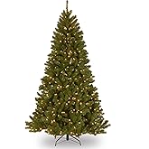 National Tree Company Pre-Lit Artificial Christmas Tree, Green, North Valley Spruce, White Lights, Includes Stand, 7 Feet