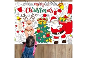 GENERIC Giant Coloring Christmas Tablecloth, 72X30 Inch Christmas Coloring Tablecloth Poster for Classroom Christmass Decorations Table Decor