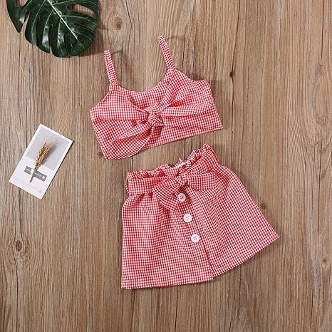 Keerads Kids Ete Printemps Plaid Cherry Strap Tops Short Solide Fronce Pantalon Outfits Enfant Bebe Fille 0 1 2 3 4 5 6 7 9 Ans Les Magasins Ont Ensembles Bebe Fille 0 24m Mkyra Org
