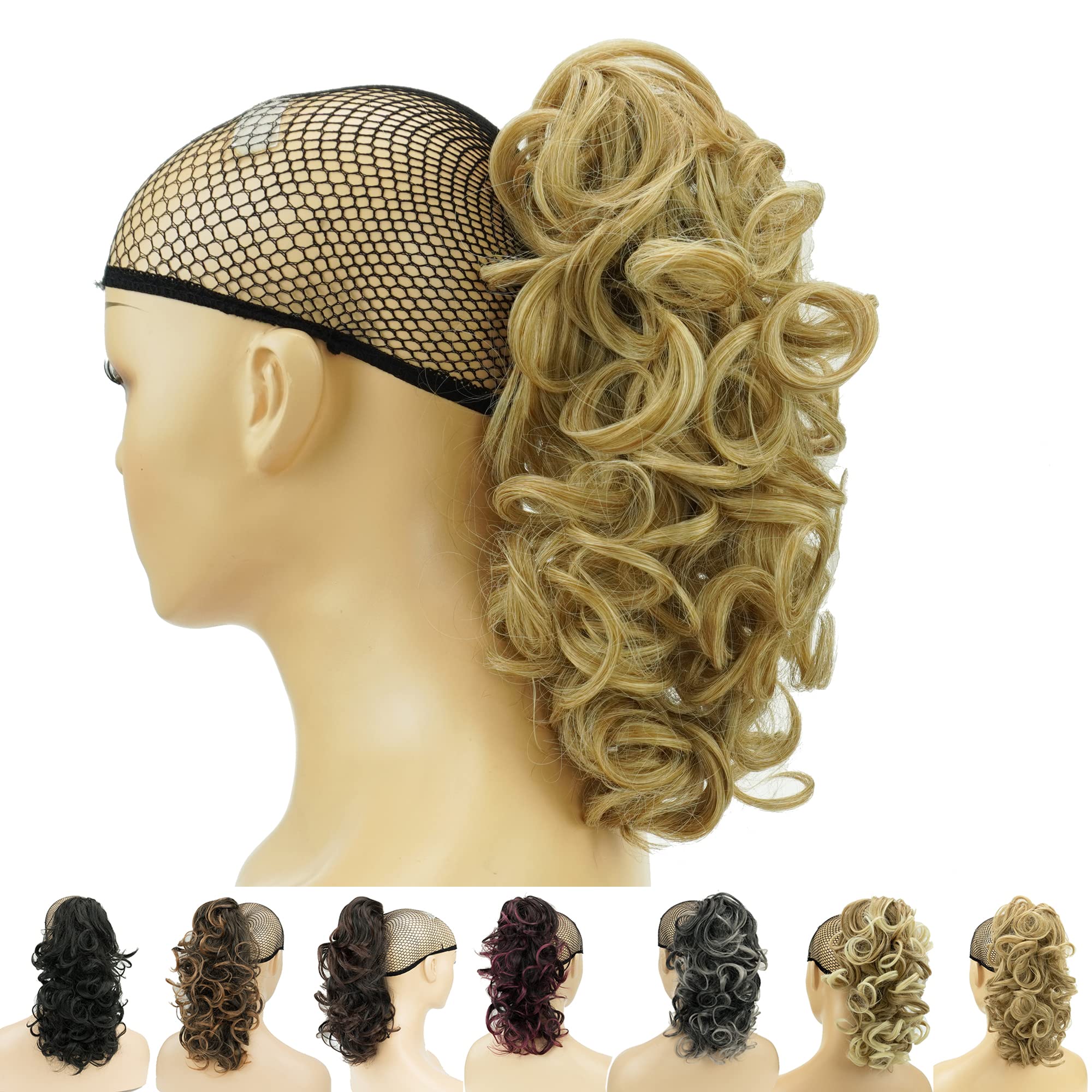 Photo 1 of IMISSU Messy Curly Hair Short Claw Ponytail Hair Extensions Pony Tail Clip in Hairpieces (Honey Blonde)