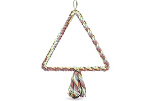 Spoiled Pet Large Triangle Cotton Bird Rope Swing Perch - Made with All Natural Materials - Safe to Climb and Chew - Great fo