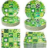Hpscdyo 180Pcs St Patricks Day Party Supplies Paper Plates and Napkins Serve 60 Disposable Tableware Set for Birthday Party Decorations Game Day Family Holiday Sports Events