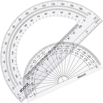 EBOOT Plastic Protractor 4 and 6 Inch Clear 180 Degrees 2 Pieces