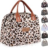 HOMESPON Insulated Lunch Bag Leopard Pattern Large Capacity 29x21x16.5 cm