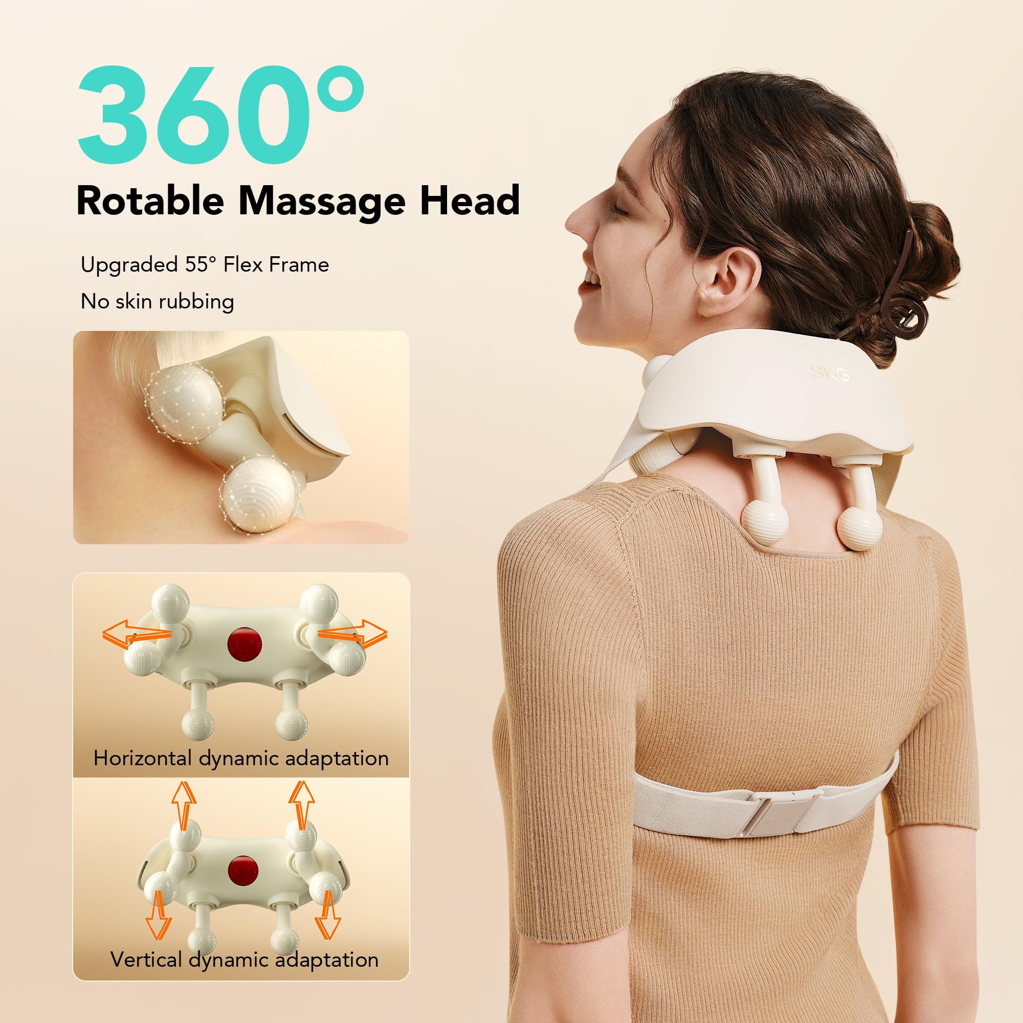 SKG Neck Massager for Pain Relief Deep Tissue Cordless Shiatsu Neck and Shoulder Massger with Heat HS500 Christmas Gifts for Men and Women Dad Mom Grandpa