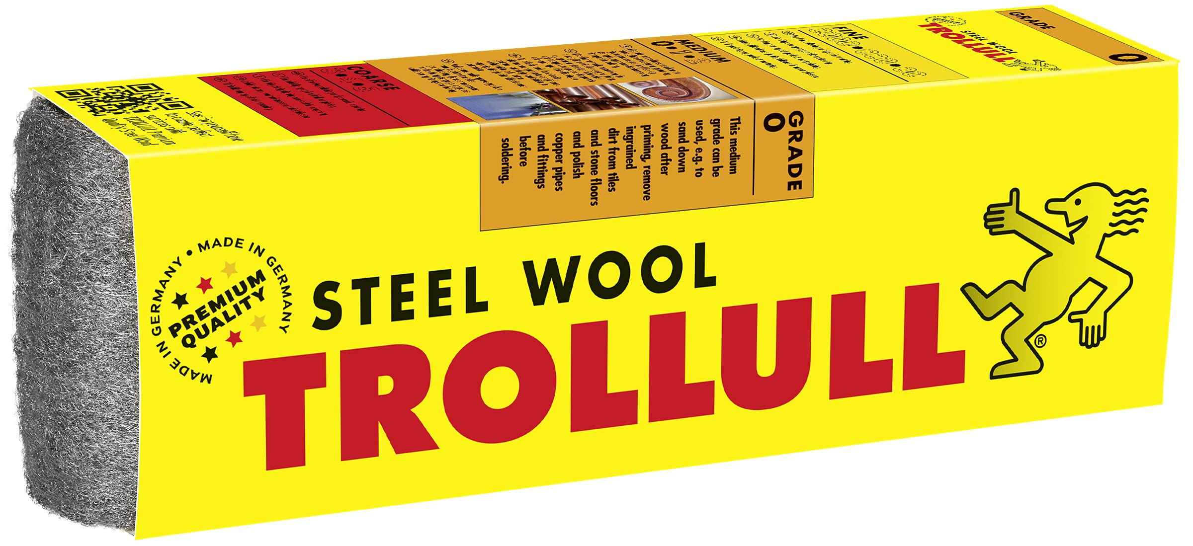 TROLLULL Steel Wool | Wire Wool 200g medium 0 can be used to sand wood, remove dirt from tiles and stone floors, polish copper pipes and fittings