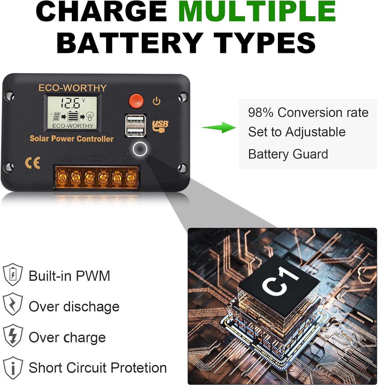 ECO-WORTHY 120W Foldable Solar Panel Charger for Portable Power Station & RV Battery, Compatible with Jackery/Roackpals Generator, with 20A Controller for 12V Deep Cycle Battery RV Camping : Electronics