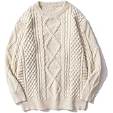 Cable Knit Sweater for Women Chunky Pullover Sweaters Loose Oversized Casual Crewneck Long Sleeve Streetwear
