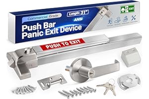 31” Commercial Door Push Bar Panic Exit Device with Exterior Lever Handle - 304 Stainless Steel Panic Bars for Emergency Exit