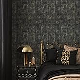 Simon&Siff Textured Wallpaper Distressed Industrial Metallic Vintage Wallpaper 17.3inx19.68ft Light Gold/Black Non Woven Mode