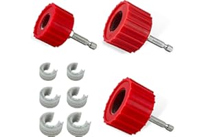 KWALITISTAR [3-Size/9PC] Copper Pipe Cleaner Set for Drill, 1/2, 3/4, & 1-inch [1 Cleaning Brush & 2 Brushing Pieces for Each Size] Clean Copper Pipes for Soldering, w/ Stainless-Steel Wire Bristles & 1/4” Shank