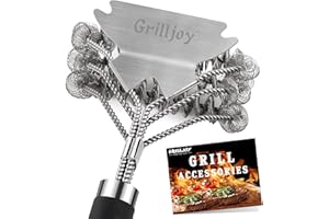 GRILLJOY 18inch Grill Cleaning Brush Bristle Free - Ideal BBQ Grill Accessories Gift for Christmas - Safe BBQ Cleaning Grill Brush with Extra Wide Scraper - BBQ Brush for Gas/Charcoal/Porcelain Grill