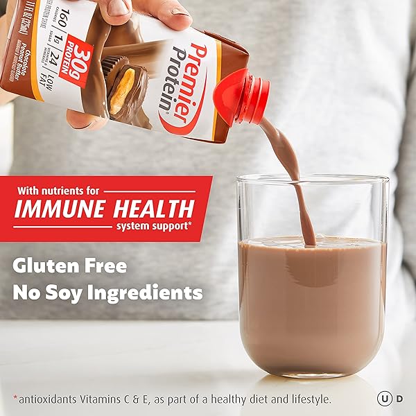PREMIER PROTEIN SHAKE, CHOCOLATE PEANUT BUTTER, 30G PROTEIN, NO ADDED SUGAR, 24 VITAMINS & MINERALS TO SUPPORT IMMUNE HEALTH, 11 FL OZ, 4 PACK (PACKAGING MAY VARY)
