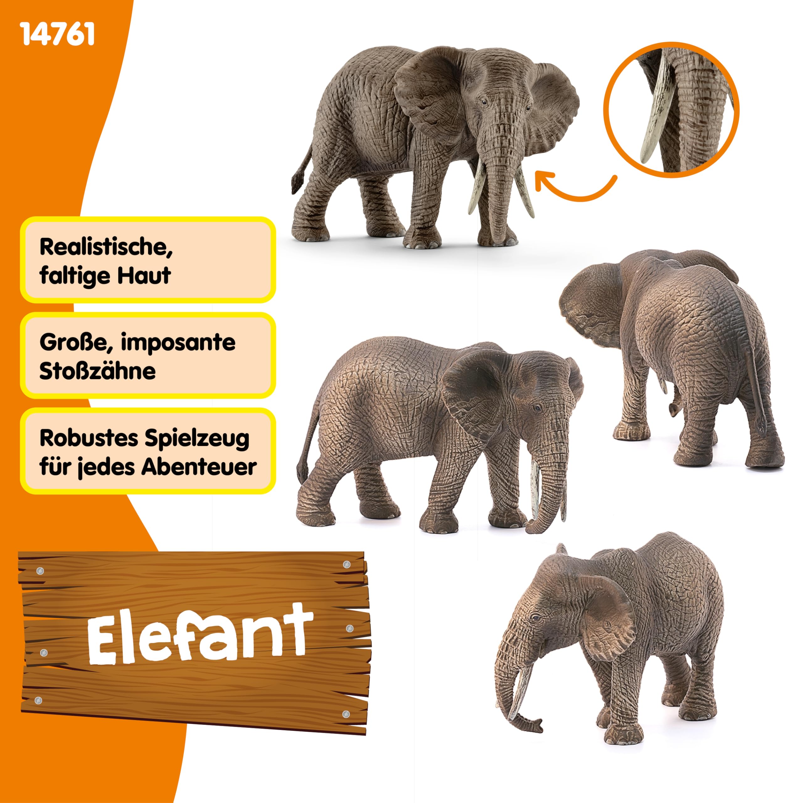 SCHLEICH WILD Life | Afrikanische Elefantenkuh 14761 | detailgetreue Tierfigur & Zoo Spielzeug | Geschenk für Jungen & Mädchen | Deko für Geburtstag | Spielfigur ab 3 Jahren | 8 x 15 x 9 cm 3