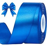 CLUEWR 1-1/2 Inches 50 Yards Blue Satin Ribbon, Solid Fabric Ribbon Roll for Flower Bouquets, Gift Wrapping, Wedding, Handmade Crafts