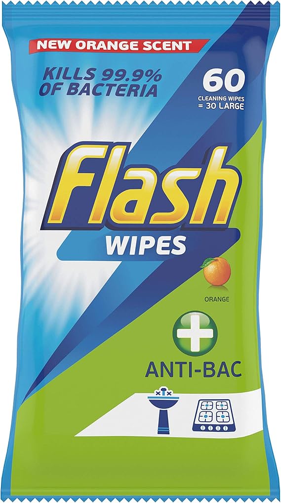 Flash All Purpose Cleaning Wipes, Orange, Pack of 8, 30 Piece Amazon