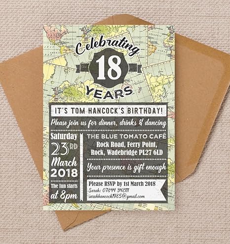 Personalizzato Da Viaggio A Tema Compleanno Inviti Con Buste