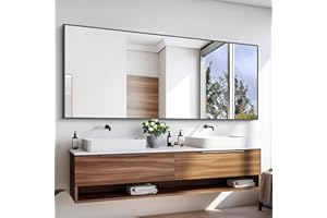 KOCUUY 72x30 Inch Large Black Wall Mounted Mirror,Aluminum Framed Decorative Rectangular Bathroom Mirror for Wall Over Sink,Vanity Mirror for Bedroom Living Room Bathroom,Functional Oversized Mirror