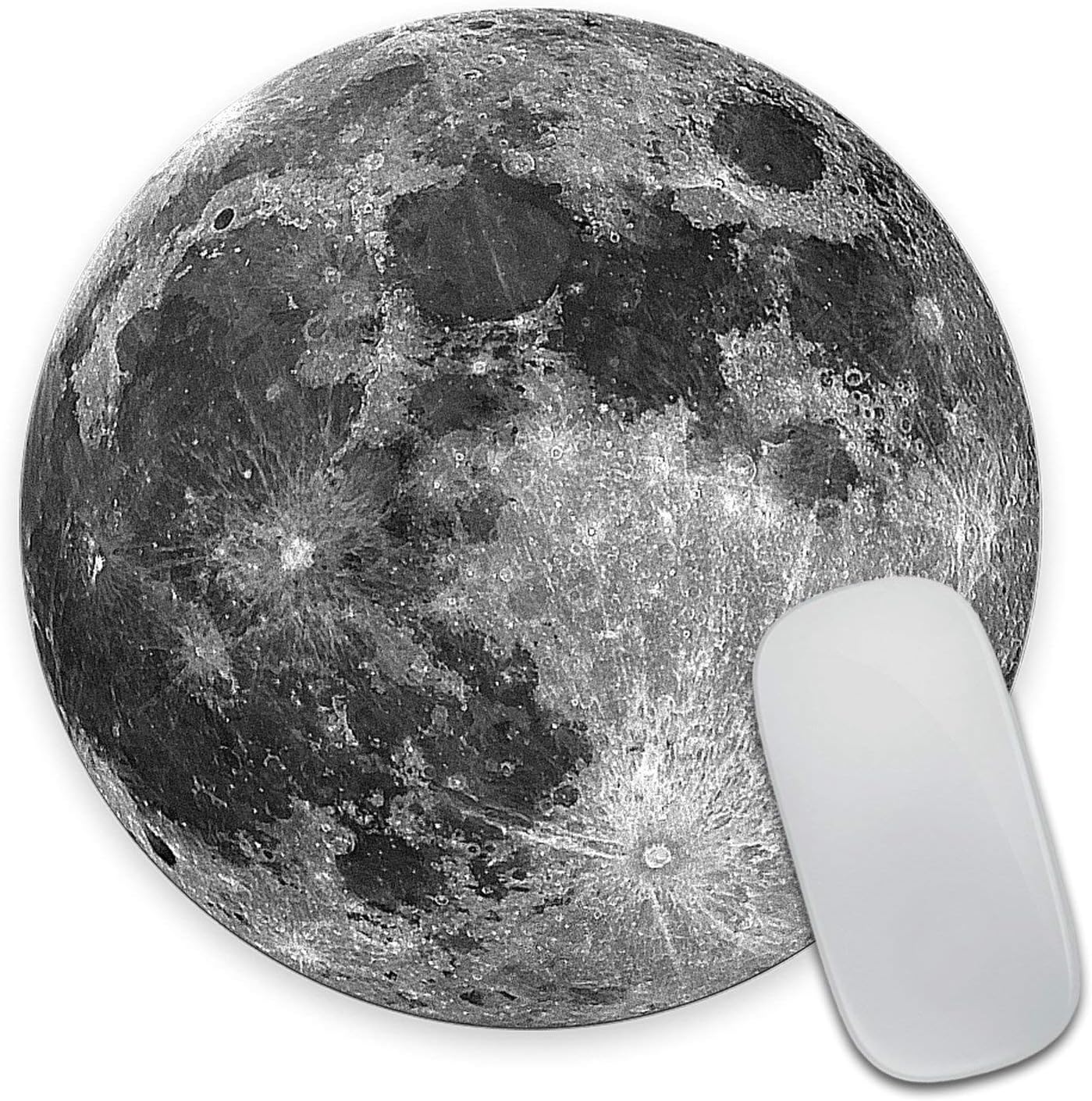 Wasach Moon Round Mouse Pad,Earth Grey moon Fashion Design Circular Mousepad With Rubber 20cm, MultiColor 09, 200L x 201W mm