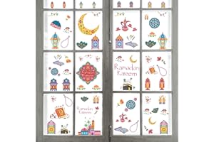 HAPPY JOURNEY Gardens of Faith Ramadan Window Sticker. 80 Pieces Window Clings Decorations- Floral Themed Ramadan Decoration for Home and Ramadan Mubarak and Eid Mubarak Decor - Window Decals