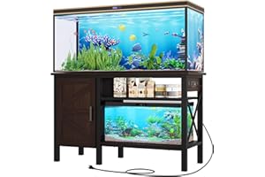 YITAHOME 55-75 Gallon aquarium stand with Power Outlets, Heavy Duty Metal Fish Tank Stand, Cabinet for Fish Tank Accessories Storage suitable for Fish Tank, Turtle Tank, 880LBS Capacity, Brown