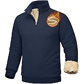 MAGCOMSEN Men's Sherpa Lined Quarter Zip Fleece Heavyweight Pullover Winter Warm Sweatshirts