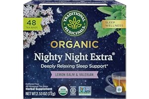 Traditional Medicinals Organic Nighty Night Extra Tea With Valerian Root for Relaxation, 48 Tea Bags