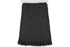 KEHUADIY 5 Yards Sewing Fringe Trim Tassel Sewing Trim Lace Polyerter Fibre Tassel for Clothes Accessories Latin Wedding Dress and DIY Lamp Shade Decoration (Black, 12 Inches Wide)