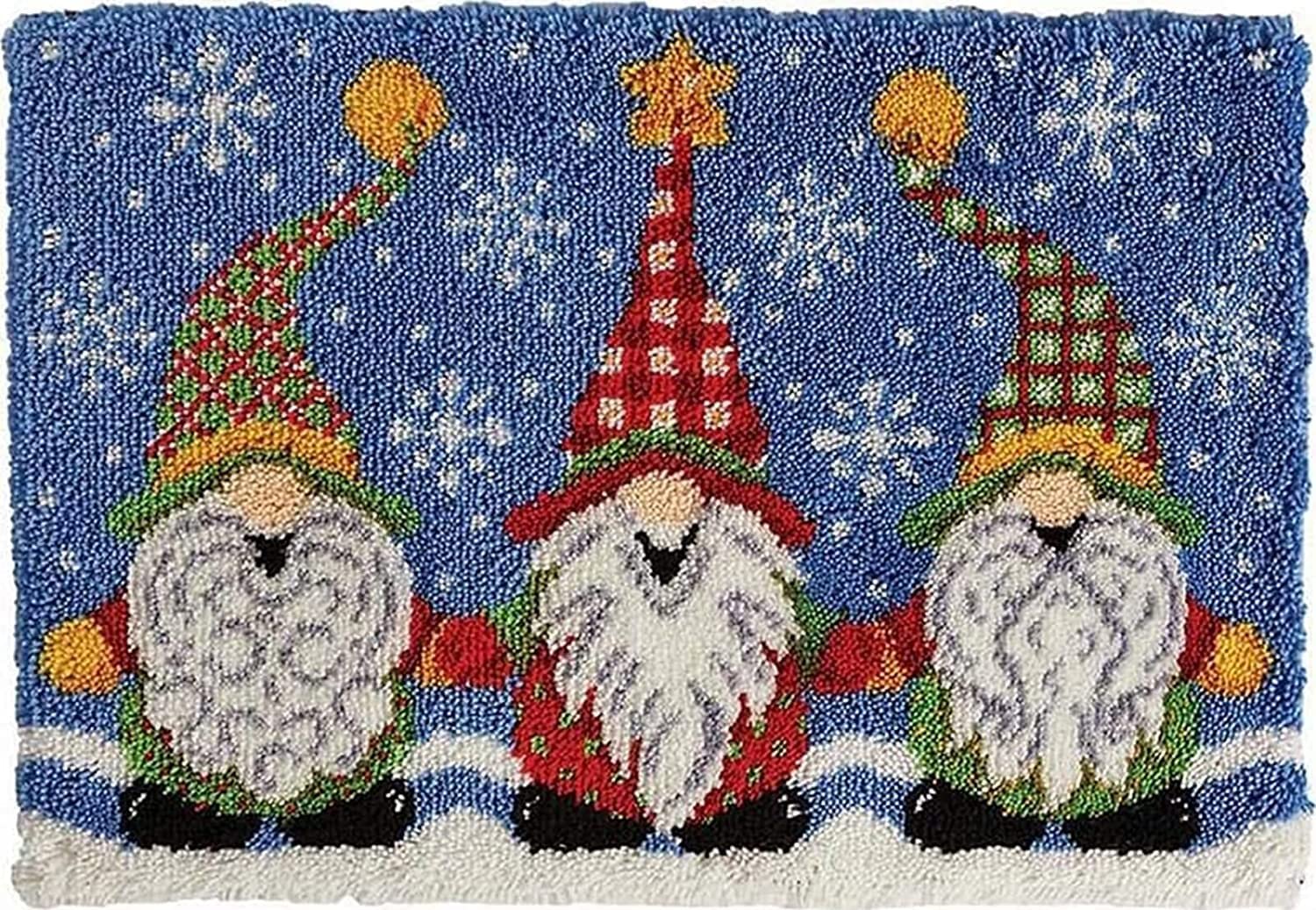 Latch Hook Kits for Adults, DIY Rug Making Kit for Adults Kids, Gnome Latch Hook Rug Kits, Cross Stitch Kit Carpet Making Cushion Needlework for Beginners, Home Decor, Christmas Gnome 50x38 cm — image 1