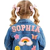 Woodemon Personalized Kids Denim Jacket with Name - Birthday Christmas Gifts Idea for 1-8 Year Old Girl and Boy, Custom Jean Jacket for Girl Toddler Boy (1-8 Years) Clothes