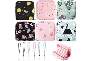JIEYUMAO Sanitary Napkin Storage Bag, 6Pcs Portable Period Bag with Zipper for Women, 6 Styles Reusable Period Bag Sanitary P