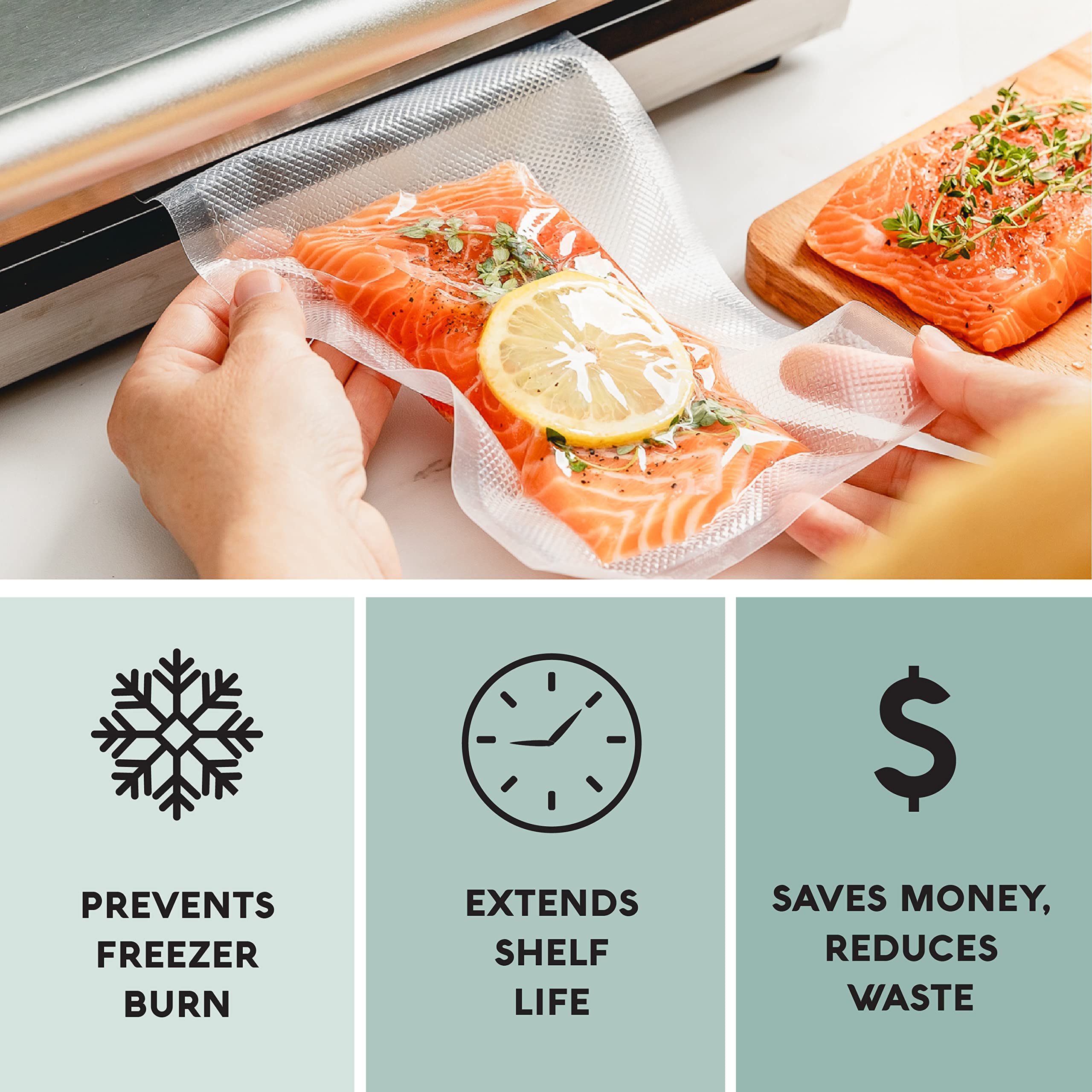 Avid Armor Vacuum Seal Rolls, Vac Seal Bags for Food Storage, Meal Saver Freezer Vacuum Sealer Bags, Sous Vide Bags Vacuum Sealer, Non-BPA Vacuum Sealer Bags, 8 inches by 50 feet, Pack of 2