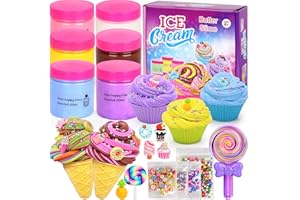 Elover Ice Cream Slime Kit for Girls and Boys Fluffy DIY Slime Toys Gifts Make Ice Cream Slimes