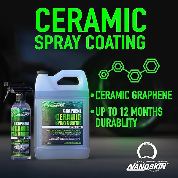 NANOSKIN GRAPHENE CERAMIC SPRAY COATING 16 OZ – WATER BASED SUPER HYDROPHOBIC SPRAY SUBSTITUTES CAR WAXES, PAINT SEALANT, TOP COAT POLYMER | APPLY AFTER CAR WASH, CLAY BAR, CAR POLISHER BUFFER