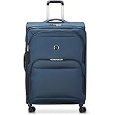 DELSEY PARIS Sky Max 2.0 Softside Expandable Luggage with Spinner Wheels, Blue, Checked-Large, 28 Inch