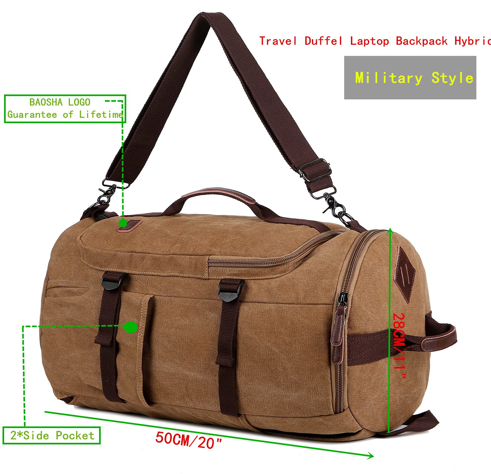 baosha hb-26 canvas men weekend travel duffel bag backpack Mua Vintage Holdall Messenger Shoulder Bags Convertible Travel Hiking Rucksack Weekender Overnight Bag (Coffee) trên Amazon Anh chính hãng 2026 Vintage CLAVA AMERICAN Leather Strength:10 lb. GreenStone_Jade