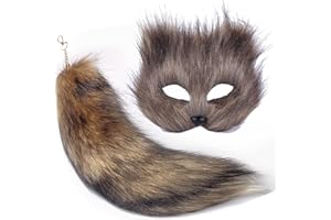 Lupidyyxun Therian Mask and Tail for Girl Furry Cat Fox Wolf Mask Therian for Women Halloween Costume