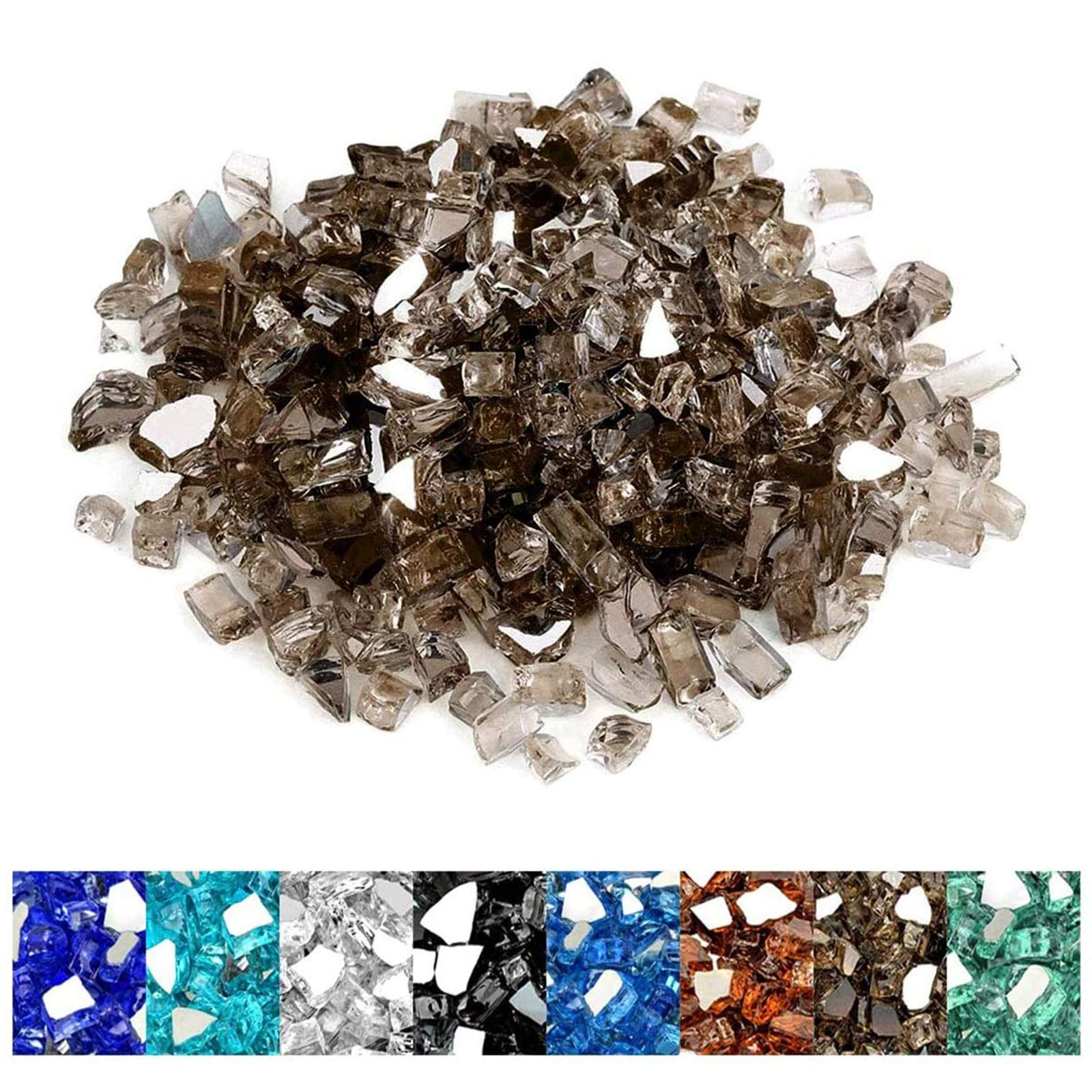 Photo 1 of Mr. Fireglass 10 Pounds Fire Glass - 1/2 Inch High Luster Reflective Tempered Glass Rocks for Fireplace Fire Pit Table and Landscaping, Bronze