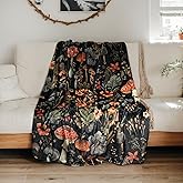 SURYULL Mushroom Throw Blanket –Cute Fluffy Cozy Fleece Blanket for Couch or Bed, Super Soft Large Blanket Birthday Gift for Women, Kids,Black 60x80 inches