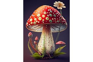 ijbnhd Colorful Mushroom Diamond Painting Kits for Adults - Mushroom Diamond Art for Beginners, Diamond Painting Pictures DIY Round Full Drill Gem Art for Home Wall Decor 12x16inch