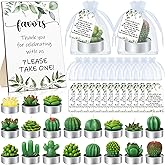 MTLEE 36 Sets Succulent Candles Baby Shower Favors for Guests Include 36 Plant Tealight Candles 36 Thank You Tags 36 Organza Bags Wooden Standing Sign for Gender Reveal Gifts(Greenery)