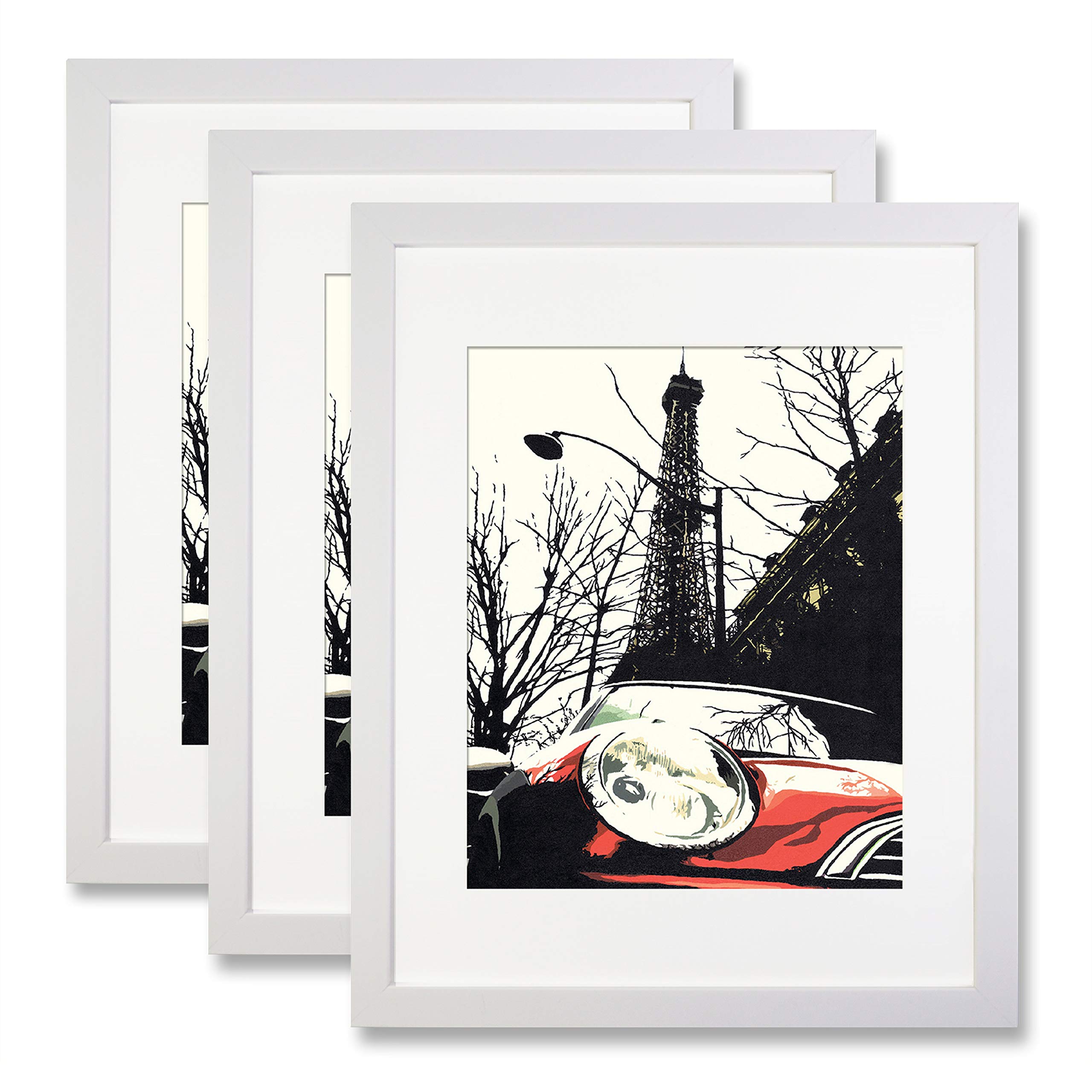 Ohbingo 11 by 14 inch White Picture Frame set of 3 pack for Pictures