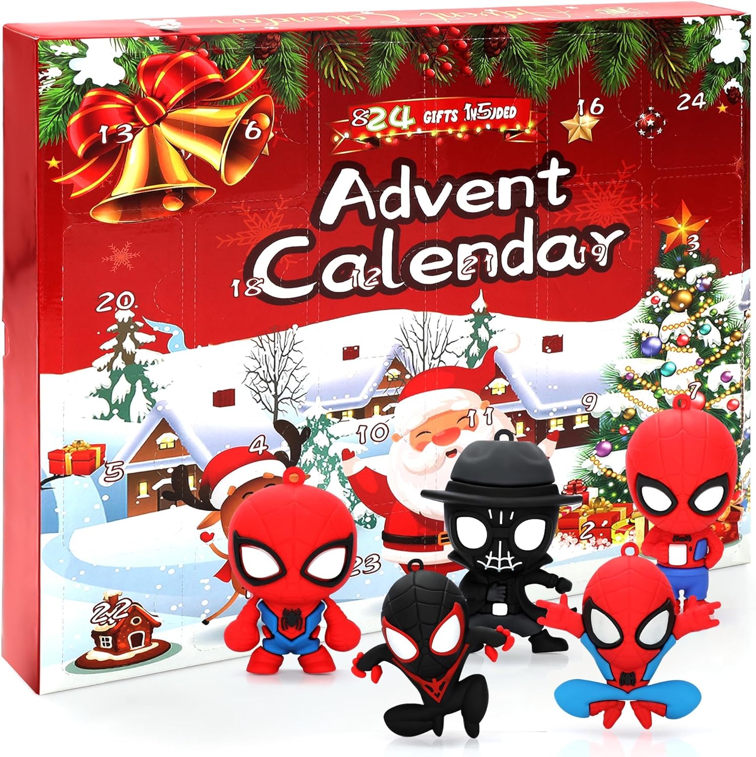 Advent Calendars - Spider Advent Calendar 2023 Limited Christmas Edition! Christmas Holiday Countdown 24 Pcs Spider Keychain, Gift Idea to Countdown to Adventure with Daily Collectible Surprises