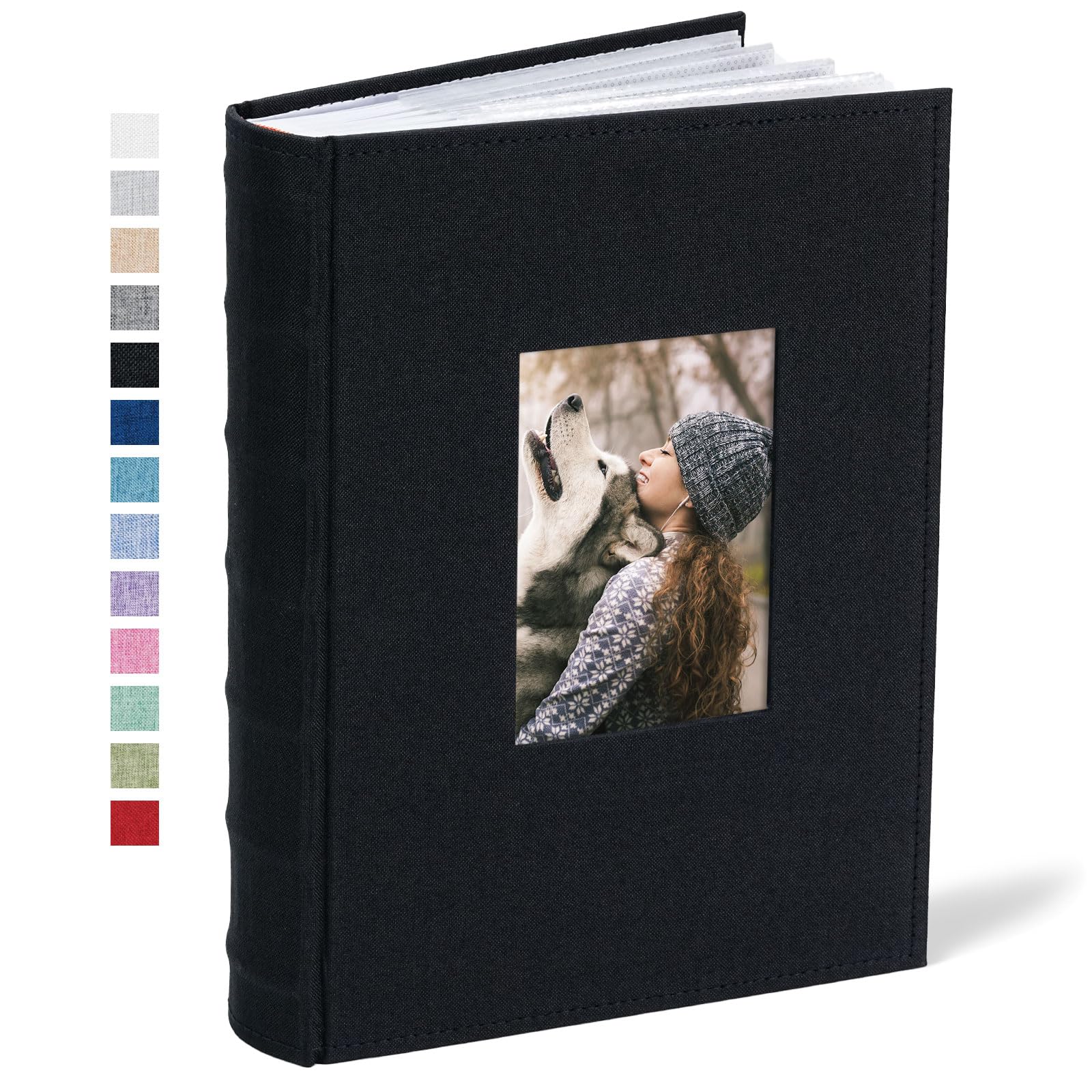 Vienrose Photo Albums 6x4 (15x10 cm) 300 Pockets Linen Cover with Memo Spaces Photobook Large Capacity Pictures Album Memory Book for Wedding, Family, Baby, Holidays, Special Occasions, Black