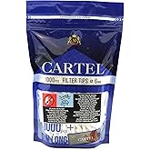 Cartel Slim Cotton Filter Tips 6mm x 22mm &ndash; 1000+ Plant-Based Filters with Resealable Bag &ndash; Includes 70x36mm Rolling Paper &ndash; Eco-Friendly Long Filter Tips &ndash; EU Made