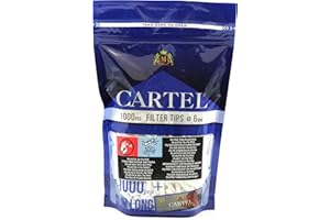 Cartel Slim Cotton Filter Tips 6mm x 22mm – 1000+ Filters with Resealable Bag – Includes 70x36mm Rolling Paper – Eco-Friendly