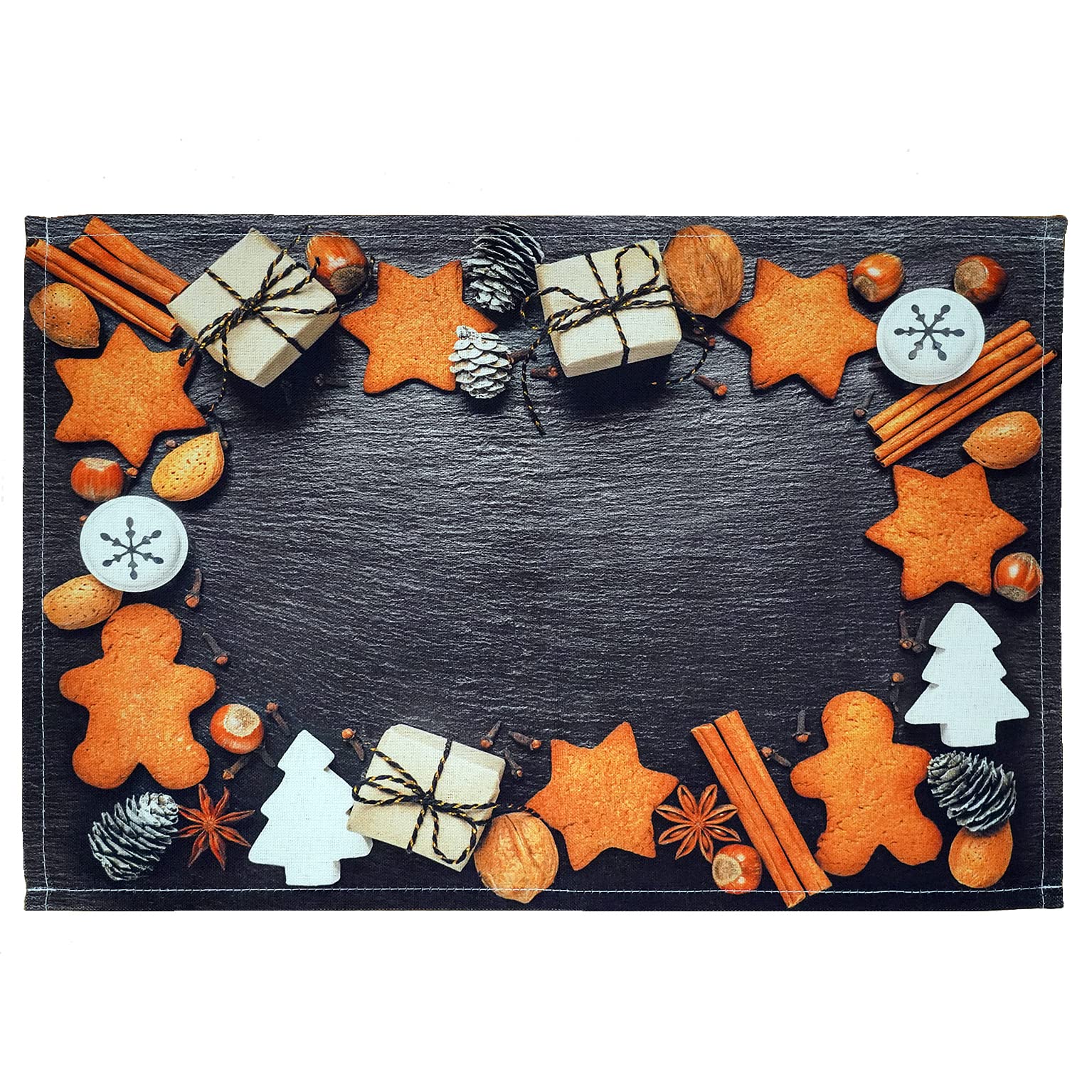 texpot Set of 2 Place Mats 30 x 45 cm 100% Polyester Gingerbread Gifts on Slate