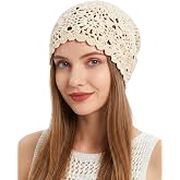 Ababalaya Women's 100% Cotton Handmade Crochet Hat Boho Beanie | Handmade Hollow Out Knit Skull Caps for All seasons Particularly well-suited as a travel outfit