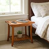 Utoplike Teak Shower Bench with Handles, 2-Tier Waterproof Stool view 9